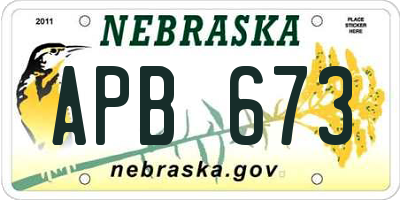 NE license plate APB673