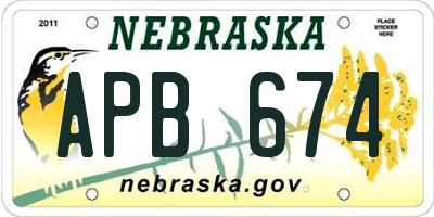 NE license plate APB674