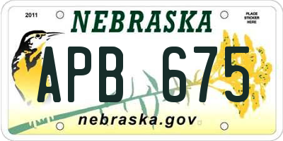 NE license plate APB675