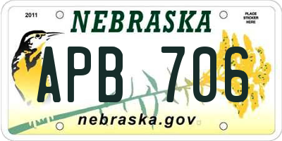 NE license plate APB706