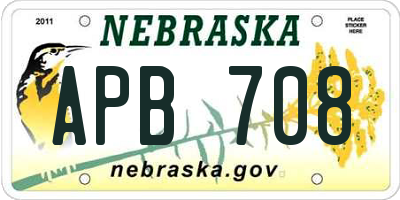 NE license plate APB708