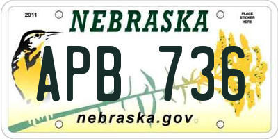NE license plate APB736
