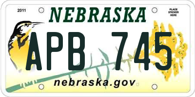 NE license plate APB745