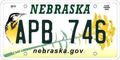 NE license plate APB746