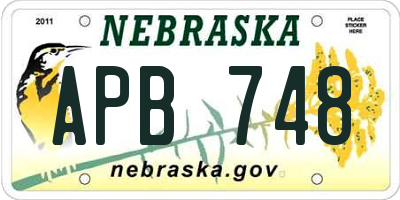 NE license plate APB748
