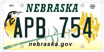 NE license plate APB754