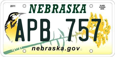 NE license plate APB757