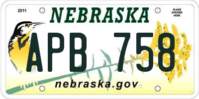 NE license plate APB758