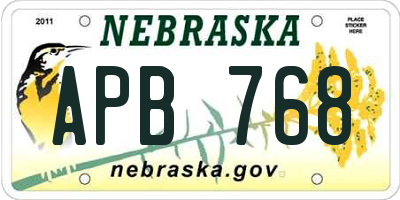 NE license plate APB768