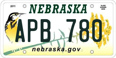 NE license plate APB780