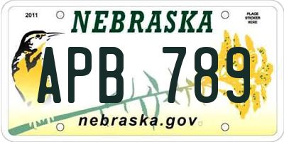 NE license plate APB789