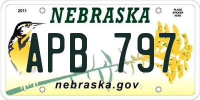 NE license plate APB797