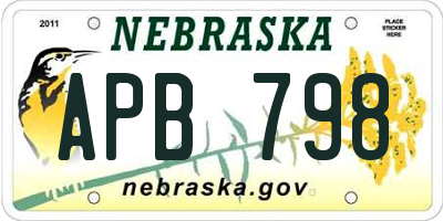NE license plate APB798