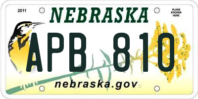 NE license plate APB810