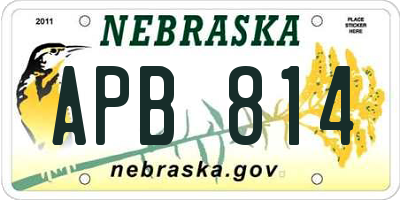 NE license plate APB814