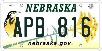 NE license plate APB816
