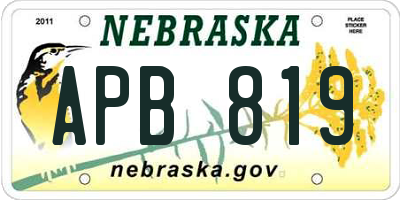 NE license plate APB819