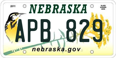 NE license plate APB829