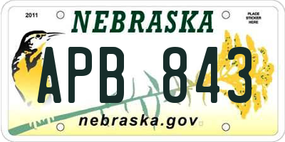 NE license plate APB843