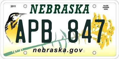 NE license plate APB847