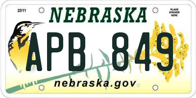 NE license plate APB849