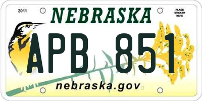 NE license plate APB851