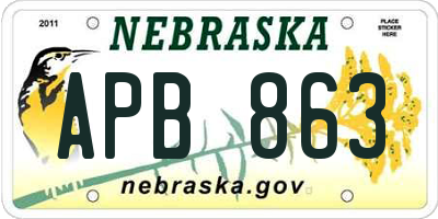 NE license plate APB863