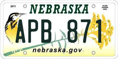 NE license plate APB871