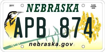 NE license plate APB874