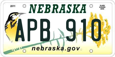 NE license plate APB910