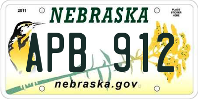 NE license plate APB912