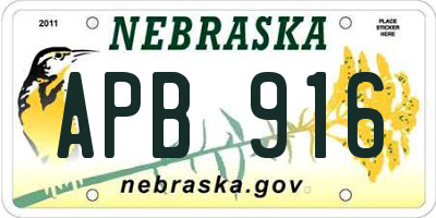 NE license plate APB916