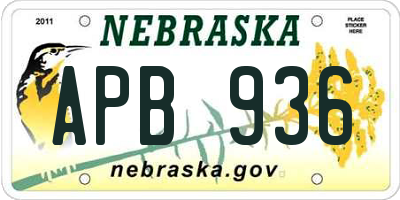 NE license plate APB936