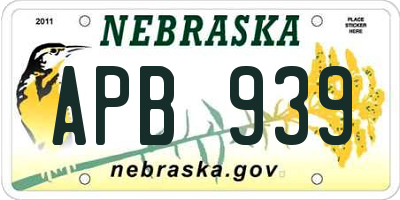 NE license plate APB939