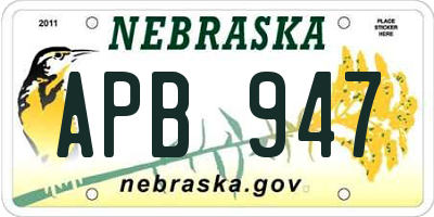 NE license plate APB947