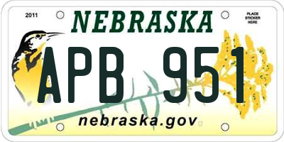 NE license plate APB951