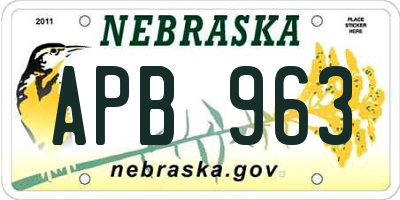 NE license plate APB963