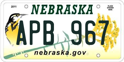 NE license plate APB967