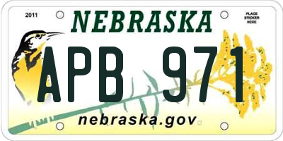 NE license plate APB971