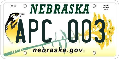 NE license plate APC003