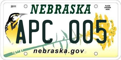 NE license plate APC005