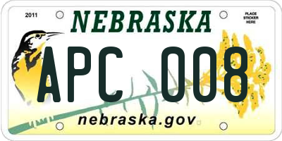 NE license plate APC008