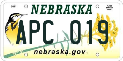 NE license plate APC019