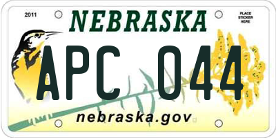 NE license plate APC044