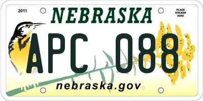 NE license plate APC088