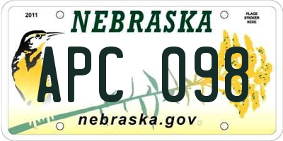 NE license plate APC098