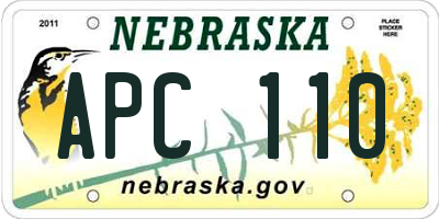 NE license plate APC110