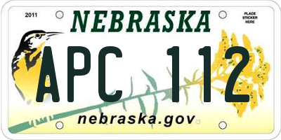 NE license plate APC112