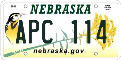 NE license plate APC114