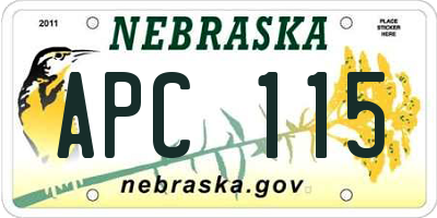 NE license plate APC115